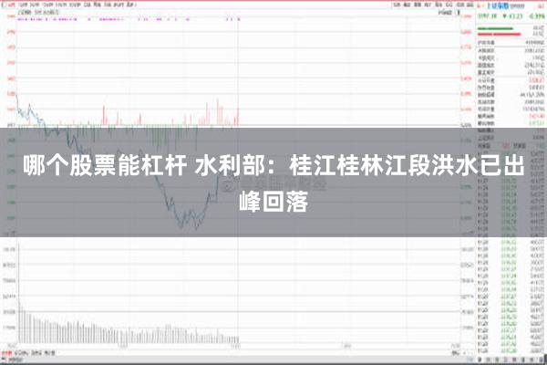 哪个股票能杠杆 水利部：桂江桂林江段洪水已出峰回落